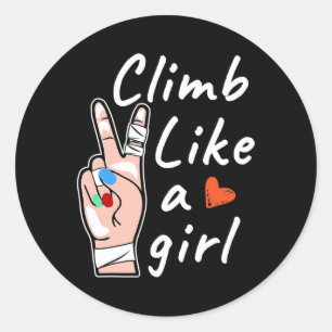 Climb Like A Girl, Bouldering Rock Climbing Classic Round Sticker