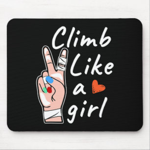 Climb Like A Girl, Bouldering Rock Climbing Mouse Pad