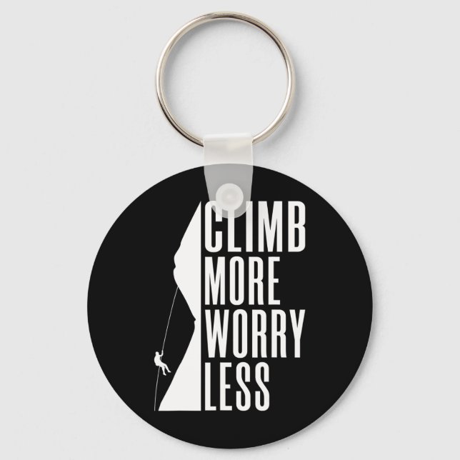 Climb More Worry Less Tree Rock Climber  Keychain (Front)