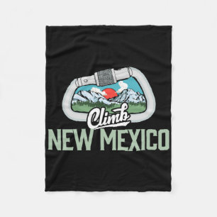 Climb New Mexico Retro Rock Climbing Vintage Carab Fleece Blanket