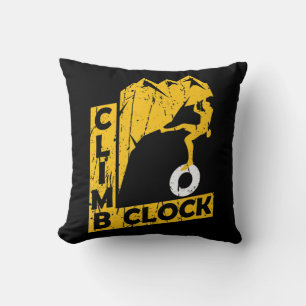 Climb O Clock Rock Climbing Mountains Mountaineer Throw Pillow