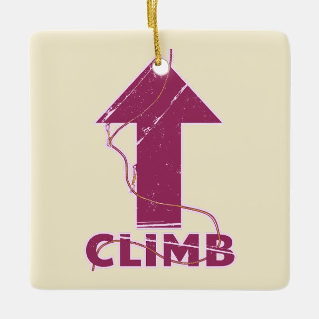 Climb rock climbing rope ceramic ornament (Front)