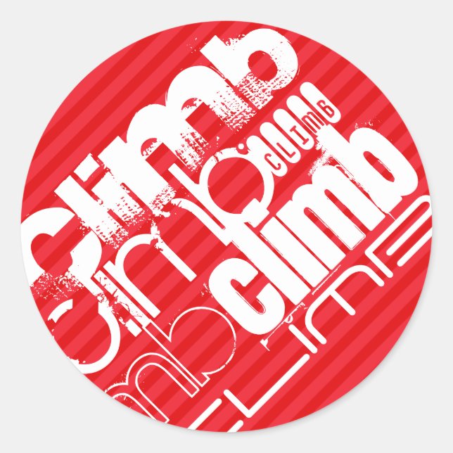 Climb; Scarlet Red Stripes Classic Round Sticker (Front)