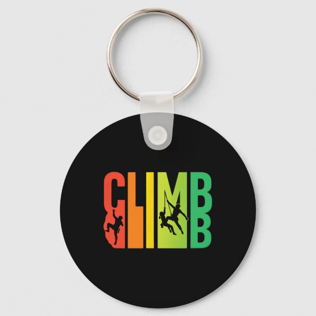 Climb - Vintage Mountain Rock Climber Design  Keychain (Front)