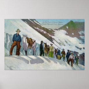 Climbers at Foot of Sperry Glacier Poster