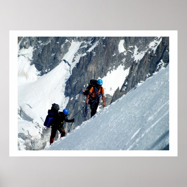 Climbers on Mont Blanc, France Poster (Front)
