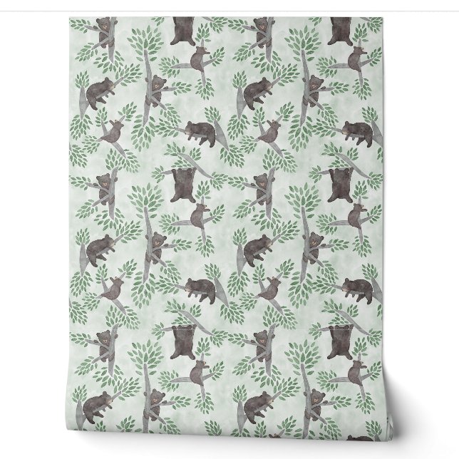 Climbing baby brown bears wallpaper (Unrolling)