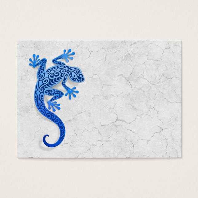 Climbing Blue Gecko on a White Wall (Front)