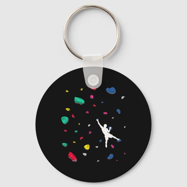 Climbing Boulder Wall Rock Climber Bouldering _2  Keychain (Front)