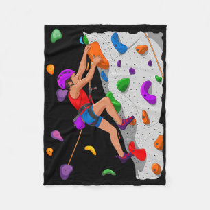 Climbing Boulder Wall Rock Climber Bouldering Fleece Blanket