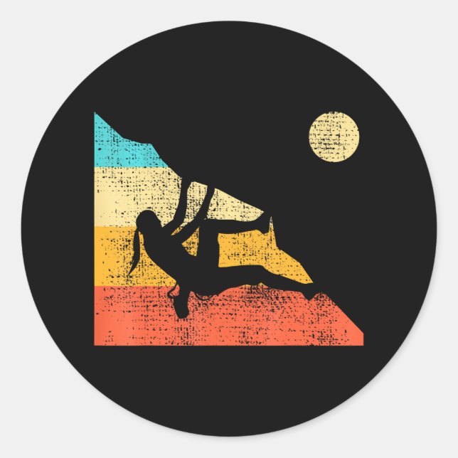 Climbing Bouldering Mountain Free Speed Girl Classic Round Sticker (Front)