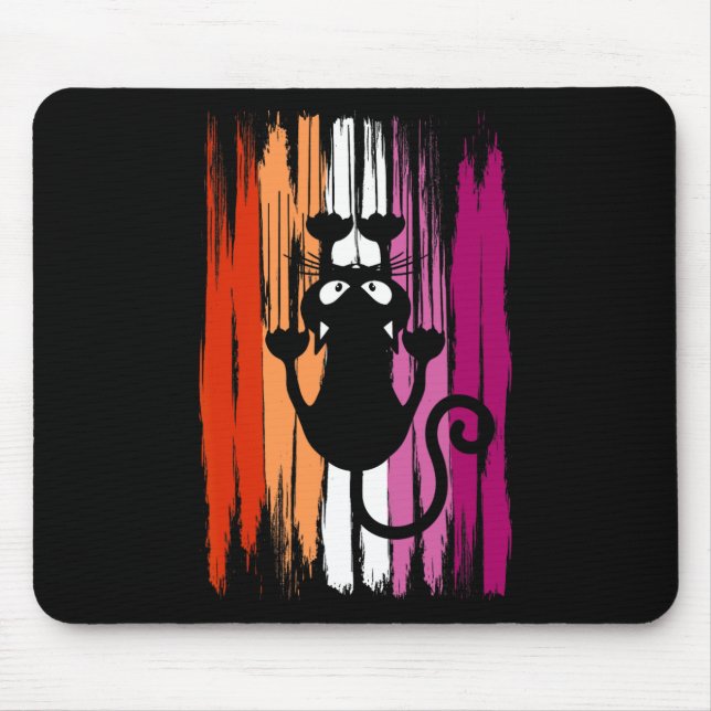 Climbing Cat With Scratches And Lesbian Pride Colo Mouse Pad (Front)