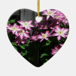 Climbing Clematis Purple Spring Flowers Ceramic Ornament