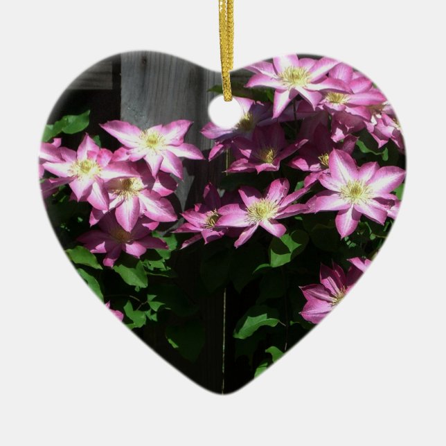 Climbing Clematis Purple Spring Flowers Ceramic Ornament (Front)