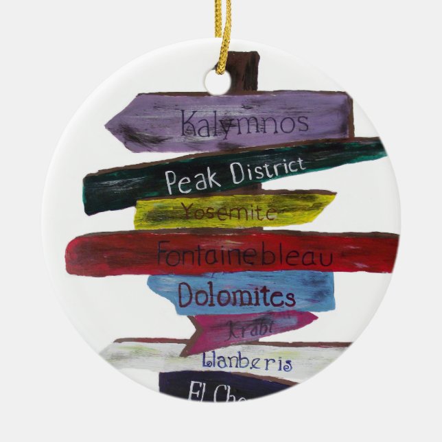 Climbing destinations Ceramic Ornament (Front)
