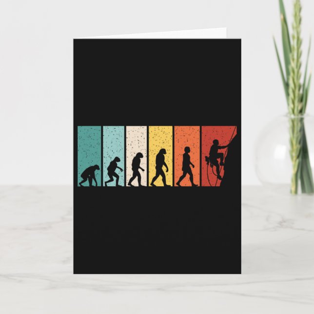 Climbing Evolution Retro Climb Funny Rock Climber  Card (Front)