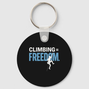 Climbing = Freedom Bold Sans White Blue Design Keychain