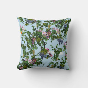 Climbing grapevines & honeysuckles flowers throw pillow