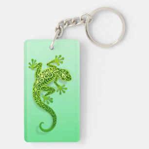 Climbing Green Gecko Keychain