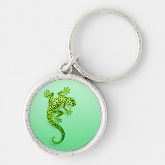 Climbing Green Gecko Keychain (Front)