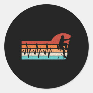 Climbing Heartbeat Retro Climb Funny Rock Climber  Classic Round Sticker