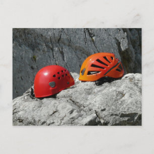 Climbing Helmets on a Rock Postcard