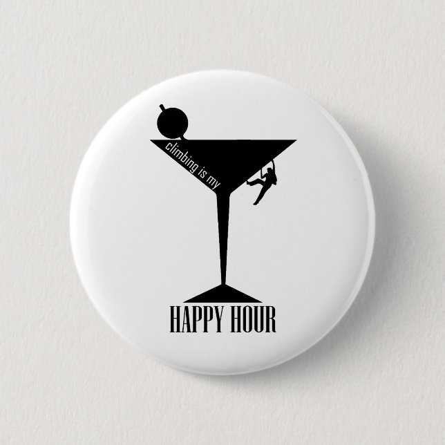 Climbing Is My Happy Hour 2 Inch Round Button (Front)