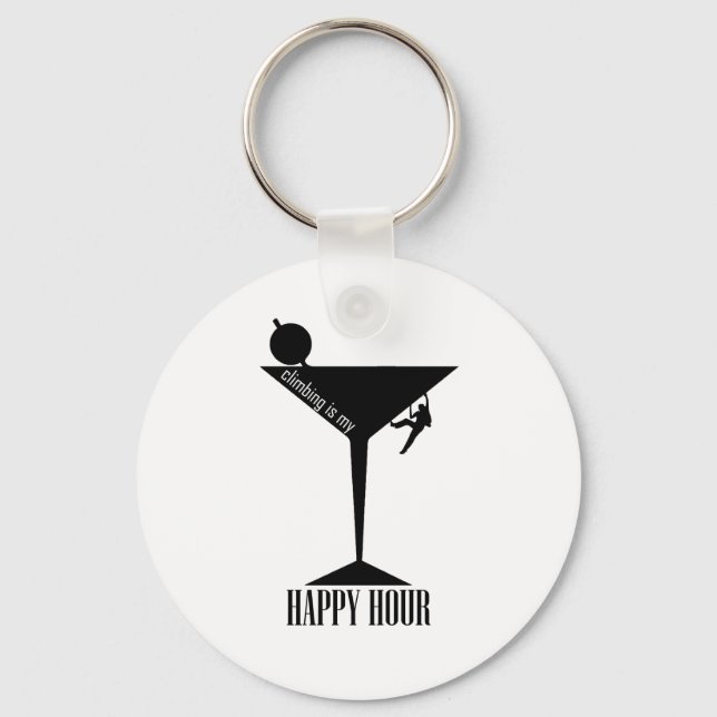 Climbing Is My Happy Hour Keychain (Front)
