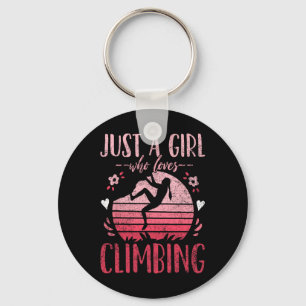 Climbing Just A Girl Who Loves Climbing Retro Vint Keychain