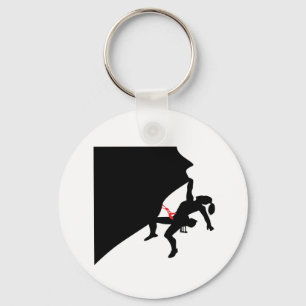 Climbing Mountain Girl Black Silhouette Keychain