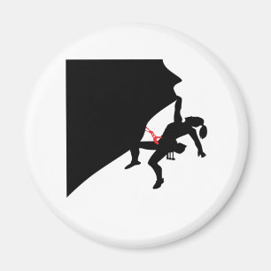 Climbing Mountain Girl Black Silhouette Magnet