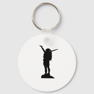 Climbing mountain girl silhouette keychain