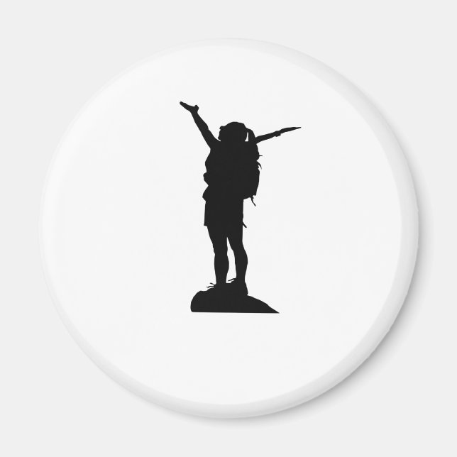 Climbing mountain girl silhouette magnet (Front)