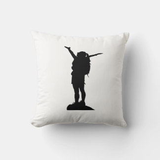 Climbing mountain girl silhouette throw pillow