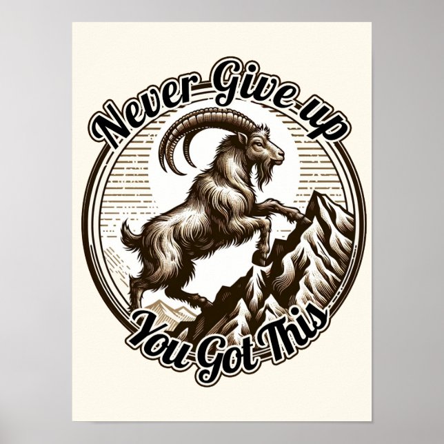 Climbing Mountain Goat Capricorn Birthday Zodiac Poster (Front)