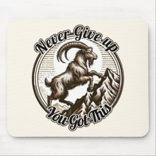 Climbing Mountain Goat Capricorn Never Give Up Mouse Pad