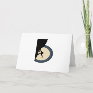 Climbing mountain man at night silhouette card
