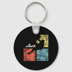 Climbing Rock Climber Girl Retro Vintage Keychain