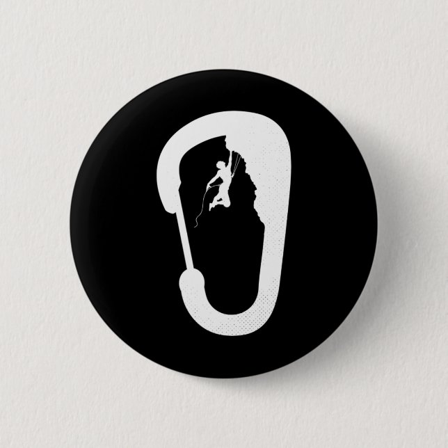 Climbing Rock Mountain Climber Carabiner Boulderin 2 Inch Round Button (Front)