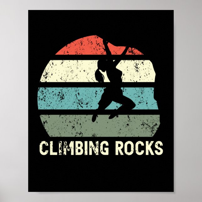 Climbing Rocks Retro Rock Climb Vintage Poster (Front)
