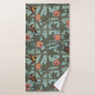 Climbing Rose & Small Bird, William Morris Bath Towel