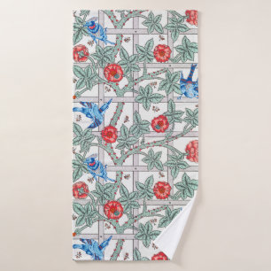 Climbing Rose & Small Bird, William Morris Bath Towel