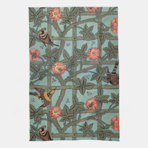 Climbing Rose & Small Bird, William Morris Kitchen Towel