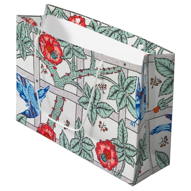 Climbing Rose & Small Bird, William Morris Large G Large Gift Bag (Front Angled)