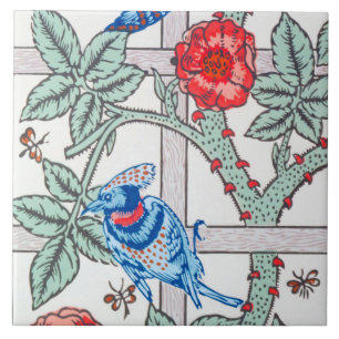 Climbing Rose & Small Bird, William Morris Tile