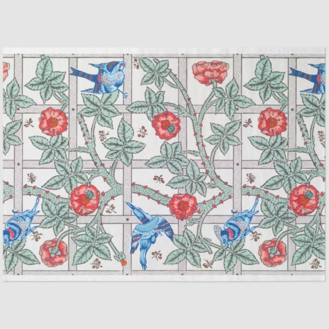 Climbing Rose & Small Bird, William Morris Tissue Paper (Front)