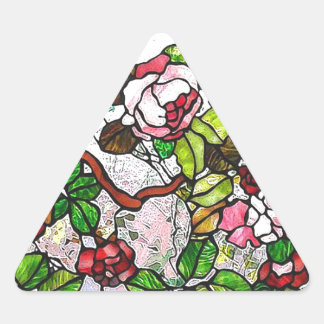 Climbing Roses - stained glass Triangle Sticker