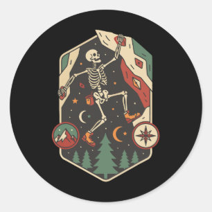 Climbing Skeleton Rock Bouldering Adventure Classic Round Sticker