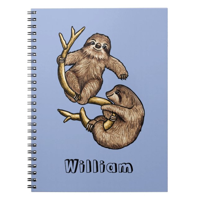Climbing Sloth Personalized Notebook (Front)