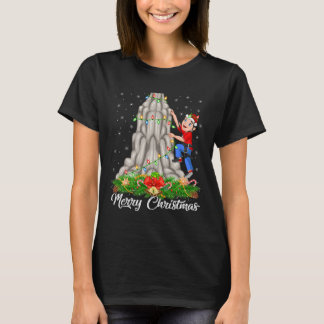 Climbing Sports Lover Matching Santa Hat Climbing T-Shirt